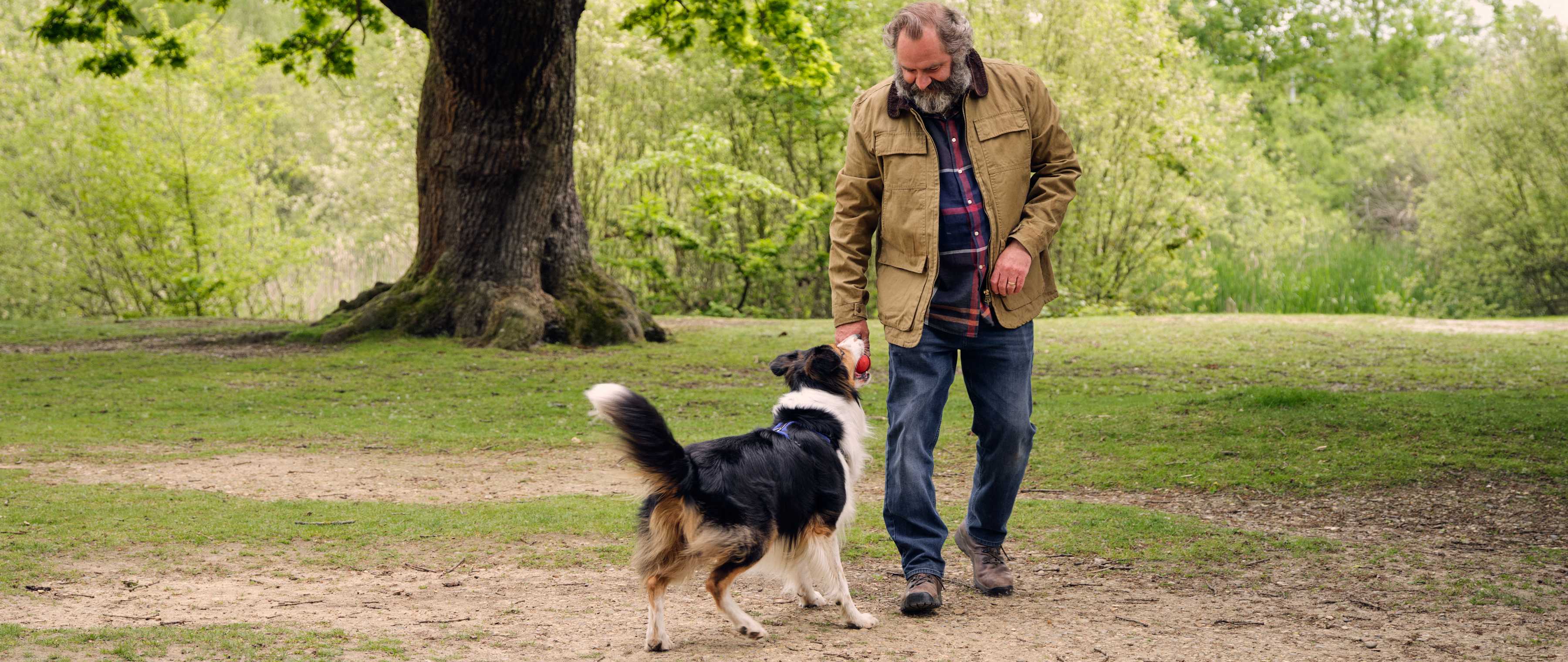 homme avec chien